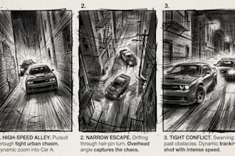 create action storyboard sequences for movies games and trailers