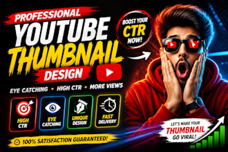 create modern and professional youtube thumbnail designs