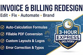 quickly editable and redesign invoice, receipt, billing for you