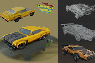 create low poly vehicle car truck npc traffic asset