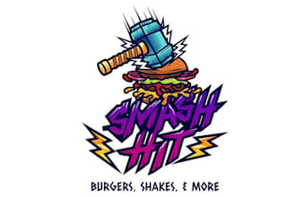 design motivation burger shakes smash hit logo