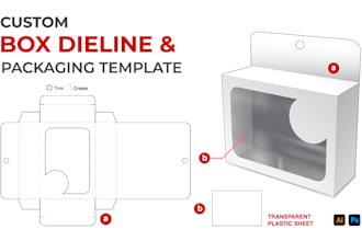 create box dieline, packaging template, and die cut line