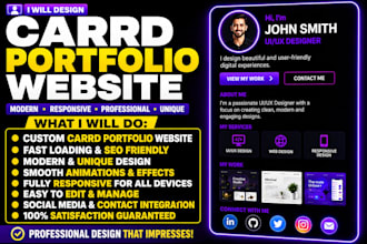 design a professional carrd portfolio website and carrd landing page