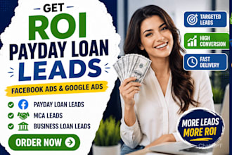 get ROI payday loan leads via facebook ads business loan mca payday loan website