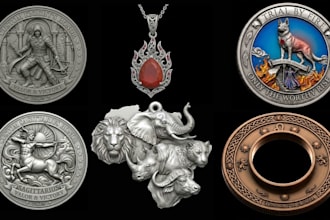 sculpt 3d coin model ring engraving  commemorative coin memorial pendant stl