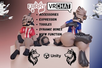 do custom vrchat avatar, vrc avatar, furry nsfw avatar, vr character