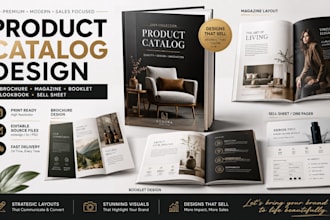 design product catalog, catalog design, magazine layout, brochure, sellsheet