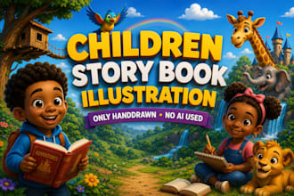design children story book illustration and design book cover for amazon KDP