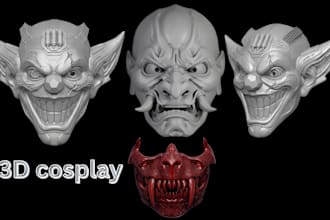 design 3d horror cosplay mask helmet wearable armor props stl for 3d printing