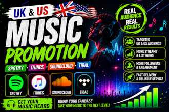 uk us spotify music promotion itunes music soundcloud music tidal music