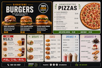 design digital menu board , animated menu digital menu, restaurant menu