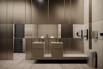 design modern public restrooms and commercial bathroom spaces in 3d