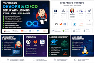 setup devops ci cd pipelines using jenkins, github, gitlab, docker and svn