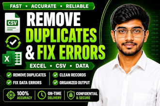 remove duplicates and fix errors in excel or CSV data