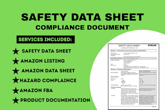 prepare, format professional safety data sheet for amazon product compliance fba