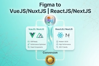 convert figma to react, nextjs, vue, or nuxtjs responsive website