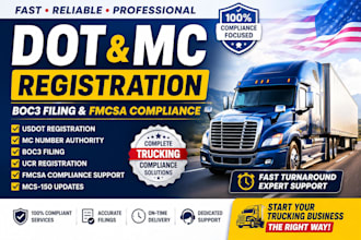 register dot mc number, boc3 filing and fmcsa compliance