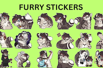 draw cute furry stickers for telegram, discord, and animated furry emote