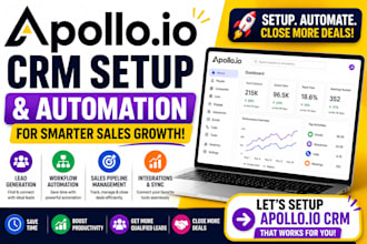 setup apollo io CRM, workflow automation and sales pipeline