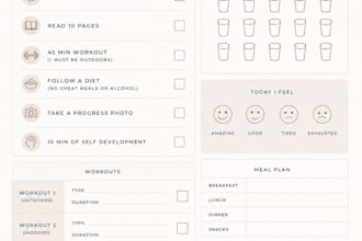 create aesthetic 75 hard challenge planner bundles in canva
