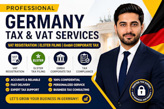 handle germany vat registration, elster tax filing, and gmbh corporate tax