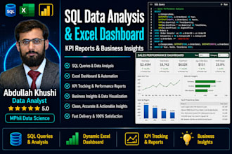 do sql data analysis and build dynamic excel dashboard with KPI reports