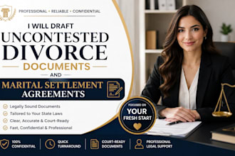 draft uncontested divorce documents and marital settlement agreements
