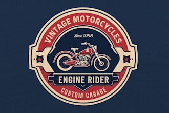 create vintage retro motorcycle logo with modern style