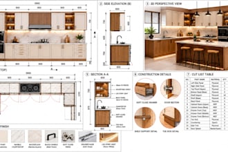 create kitchen cabinet shop drawings and cut lists