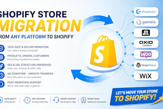 shopify store migration from shopware, gambio jtl oxid woocommerce wordpress wix