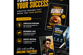 professionally edit photos, create business ads, social media posters,