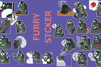 draw furry telegram stickers, nsfw furry emotes, animated discord GIF stickers