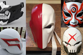 print and paint 3d mask, wearable cosplay mask stl and 3d helmet for 3d printing