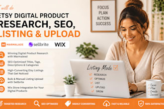 do etsy digital product research seo listing upload  marmalead sellbrite wix