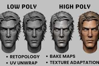 do retopology uv unwrap texture baking and optimize your ai generated 3d model
