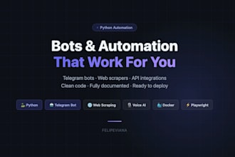 build a python automation bot, scraper, or telegram bot for your business
