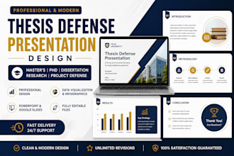 design a modern academic powerpoint for thesis and dissertation defense