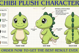 design custom plushie reference sheet stufed animal character ych concept