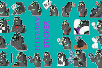 draw furry telegram stickers, discord stickers and  nsfw furry stickers