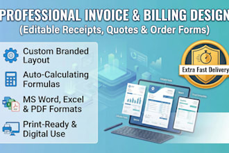 create, design, make and editable professional invoice, receipt and billing
