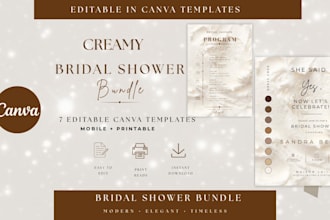design editable bridal shower invitation canva templates