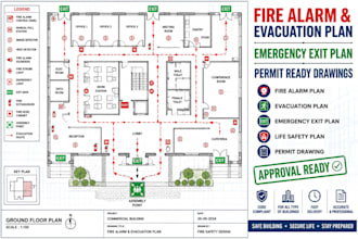 fire alarm evacuation plan escape plan emergency exit plan safety permit drawing