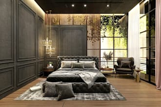 design modern luxury bedroom interior with realistic 3d rendering