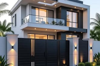 design house exterior model, 3d rendering, walkthrough