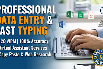 be your expert data entry operator and professional typist