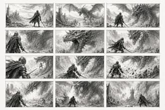 create game cinematic storyboard sequences and cutscenes