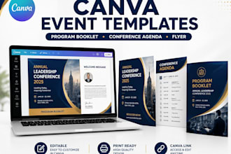 do editable canva event program booklet conference agenda and flyer template