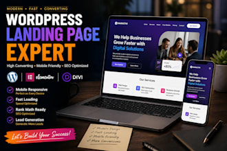 build wordpress divi landing page wordpress elementor rank math website expert
