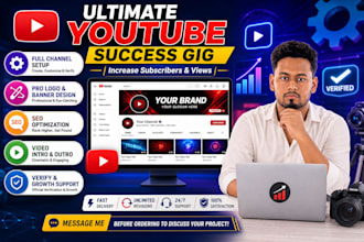 do professional youtube channel creation, branding, logo, and seo