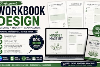 design a professional workbook, worksheet and coaching PDF in canva